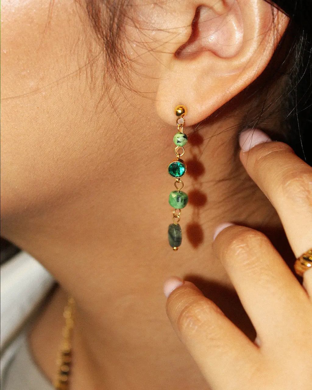 Boucle d'Oreille Amber Doré Vert